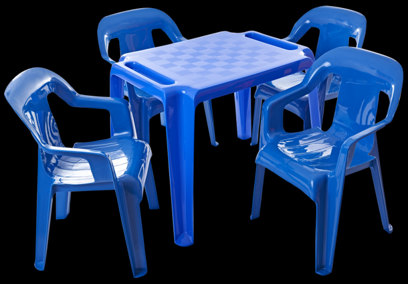Conjunto de Mesa de Plástico Redonda com 4 Cadeiras