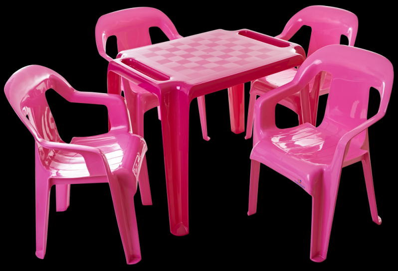Conjunto de Mesa e Cadeira de Plástico Colorida